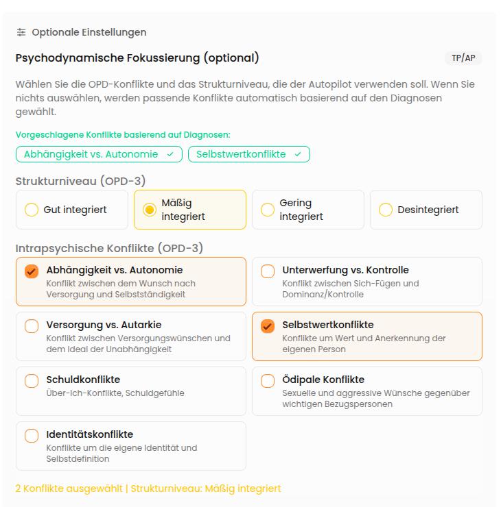 Autopilot Eingabemaske TP/AP