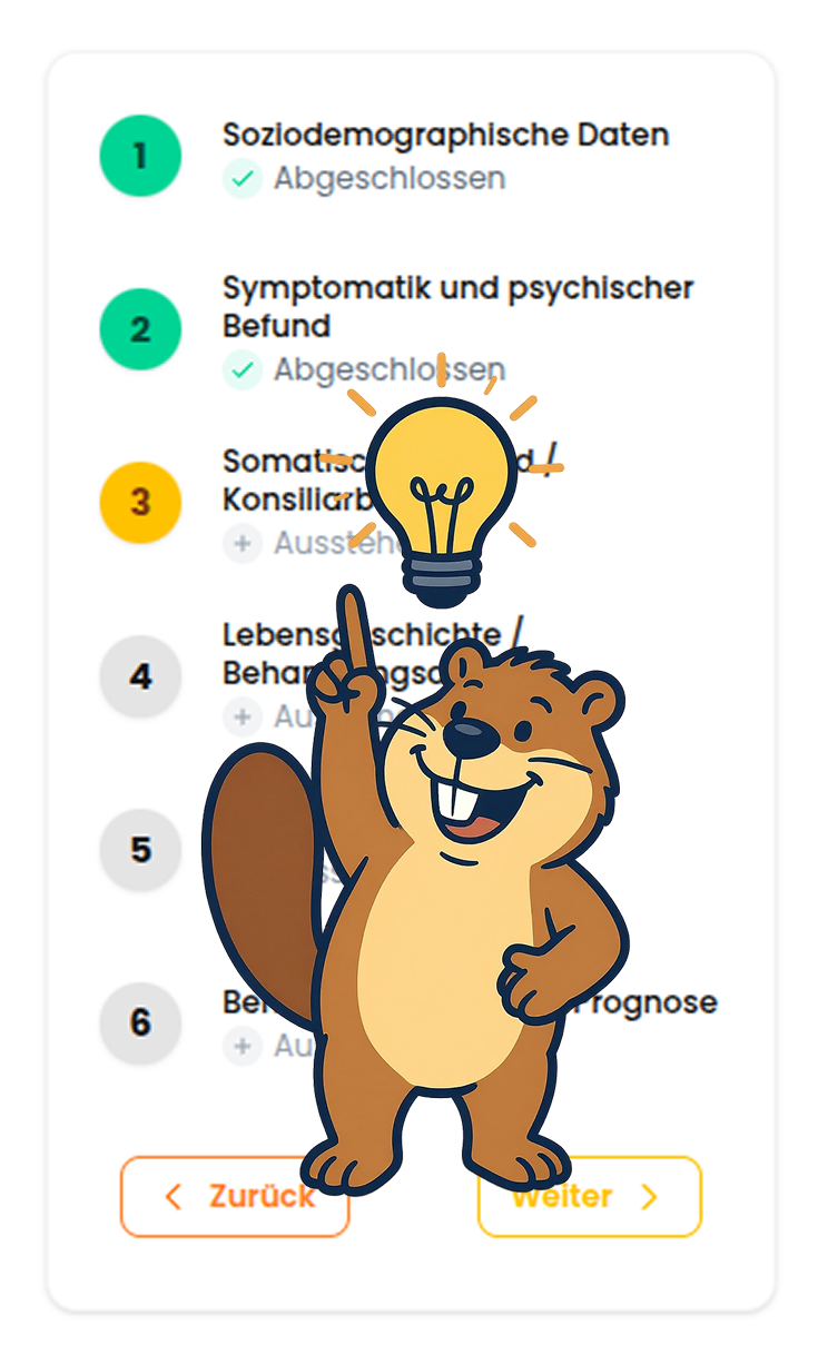 Bericht an den Gutachter Screenshot BerichtBiber Struktur